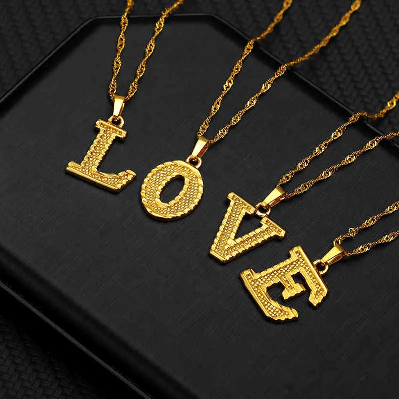 Neue Mode A-Z 26 Anfangsbuchstaben Anhänger Halskette für Frauen Gold Alphabet Kette Anhänger Halskette Schmuck Weihnachten Geschenke bijoux