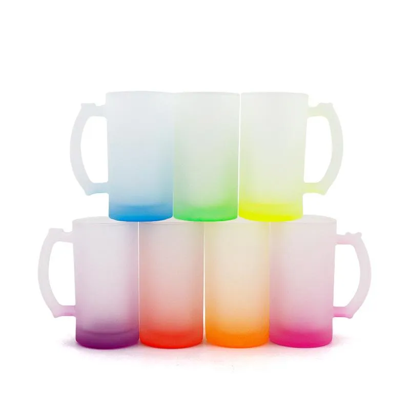 Sublimation leere Becher Wärmeübertragung mattierte Bier Kaffeetasse Flasche mit großem Griff XHH21-404