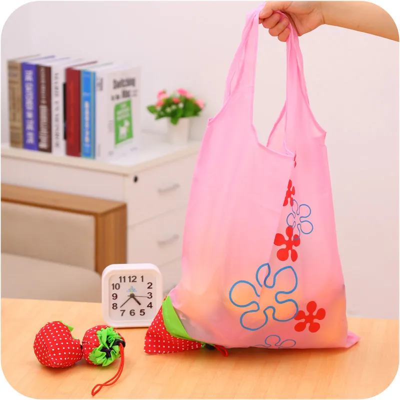 Reusable Shopping Bag Creative Strawberry Foldable Eco Friendly Shopping Bags Portable Home Grocery Supermarket Shopping Tote w-01309