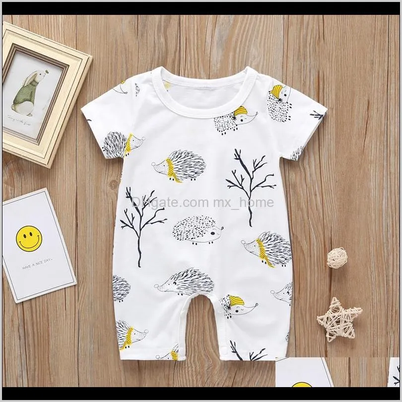newborn baby summer print rompers single-breasted short sleeve cartoon animal vegetables printed rompers clothes 7 styles