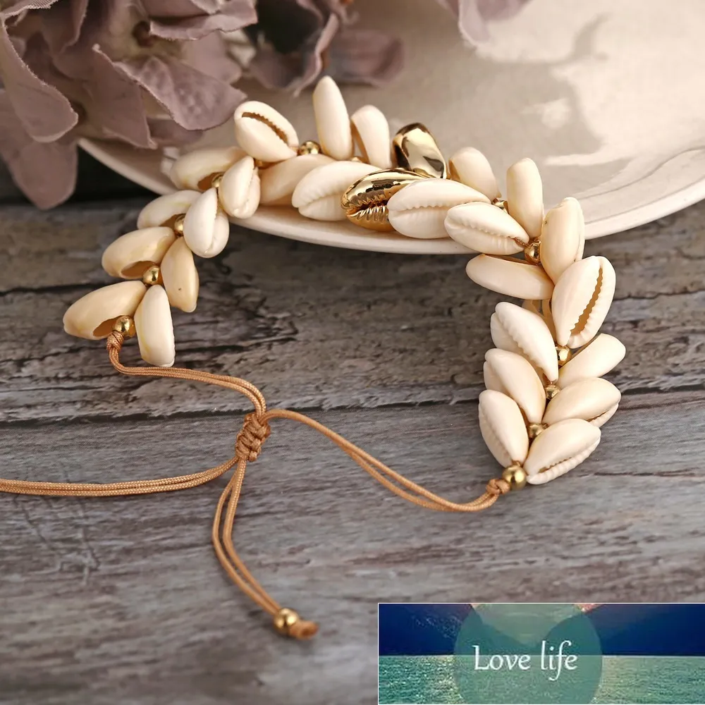 Tauam Natural Cowrie Gold Color Sea Shell Bransoletki dla Kobiet Delikatne Liny Koraliki Charm Boho Summer Beach Jewelry Cena Fabryczna Ekspert Quality Projekt