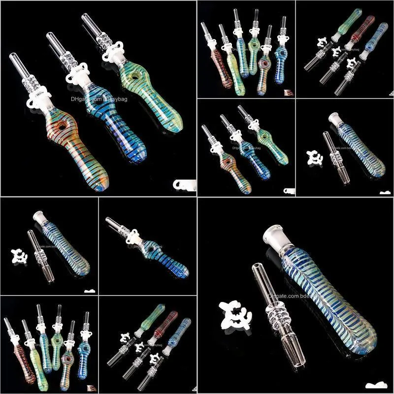 2020 glass nc kit with quartz tips dab straw oil rigs silicone smoking pipe glass pipe smoking accessories dab