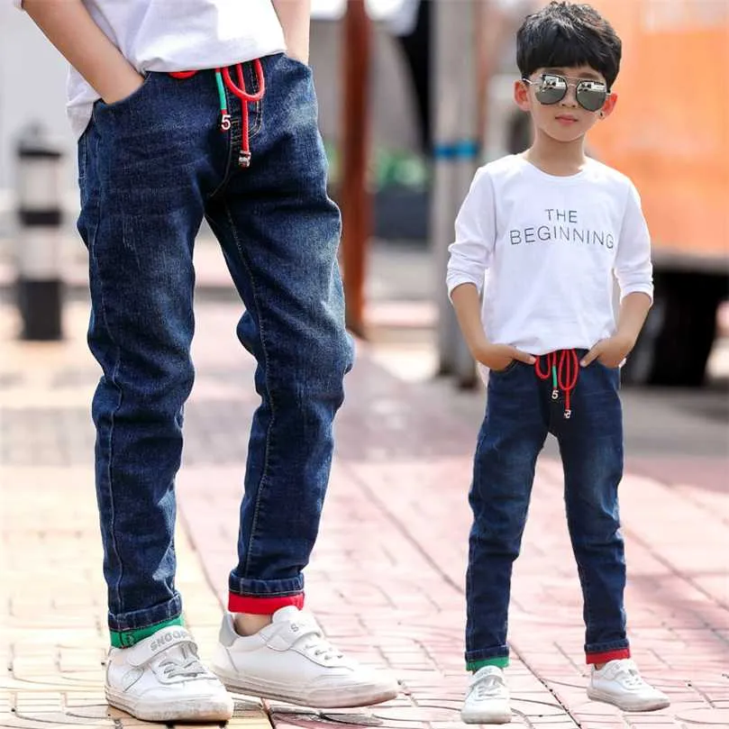 Merkbroek Kinderbroek Mode Jongens Jeans Kinderen Gescheurde Leggings Lente Denim Kleding Baby Casual Jean Zuigeling 4 tot 14 jaar 211102