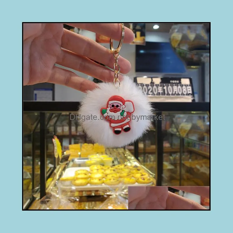 Creative Christmas Key Ring Santa Fur Ball Keychains For Women Gift Mobile Phone Bag Pendant Keychain Car Ornaments Cute Fashion