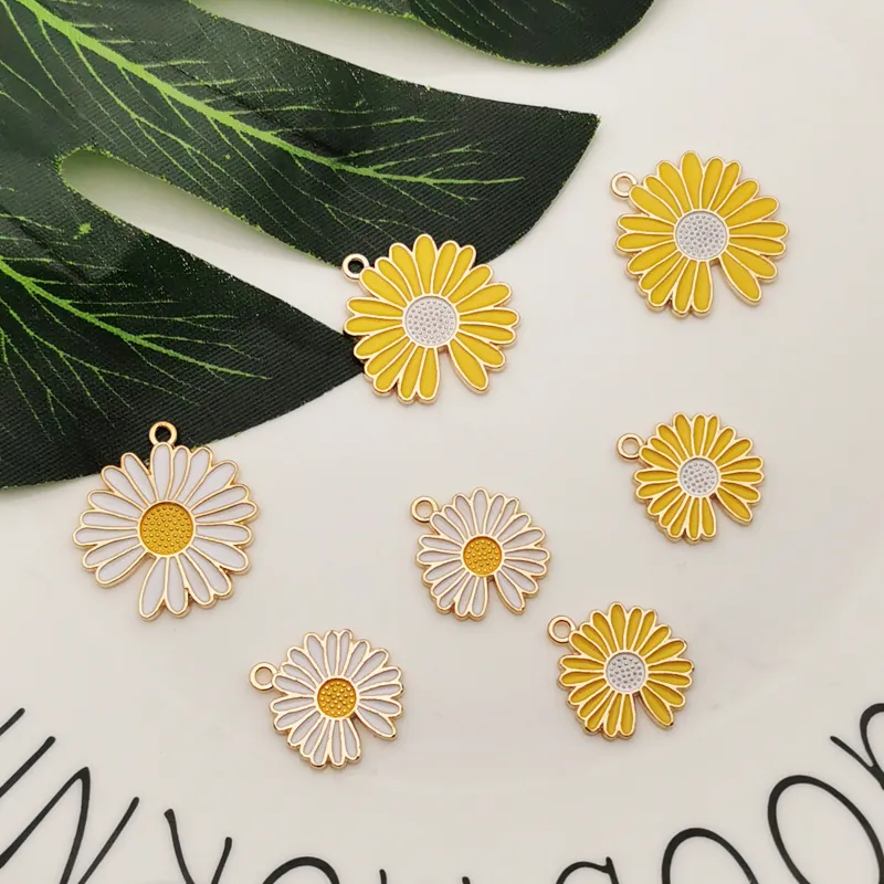 10 stks Emaille Charms Olie Drop Chrysanthemum Bloemen Hangers voor Dames Sieraden DIY Armband Oorbel Accessoires