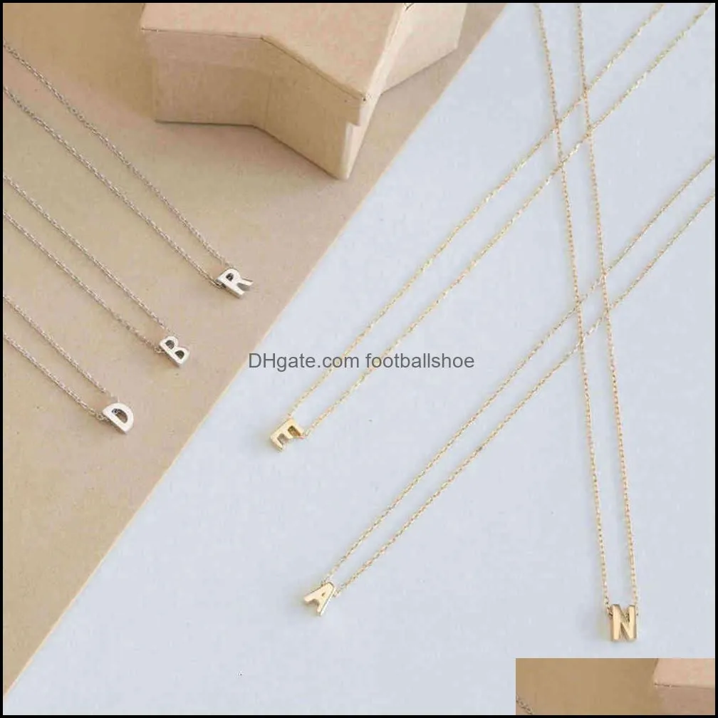 Sum Fashion Tiny Initial Chain Gold Silver Color Cut Letters Single Name Choker For Women Hanger Jewelry Poison