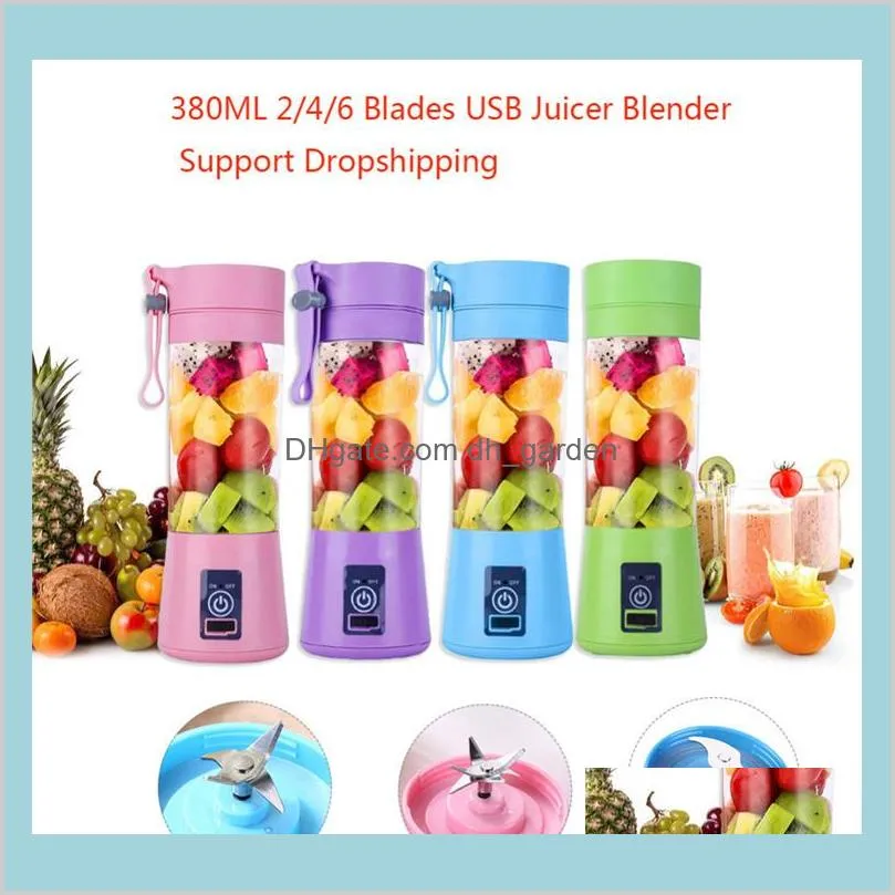 Ferramentas de cozinha Barra de jantar Home Garden Home Garden Portátil USB Electric Fruit Juicer Mini Juicer de Handheld Blender Mini Juice Makin