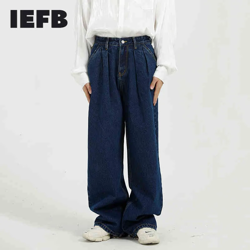 IEFB vêtements pour hommes printemps mode coréenne ample spectacle mince taille moyenne jambe large jean droit droit Denim pantalon 9Y5229 210524