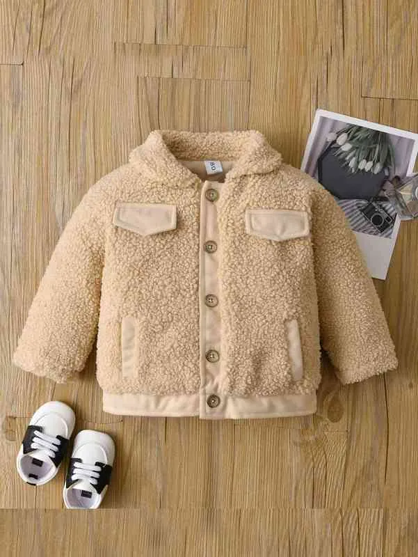 Baby Button Front Teddy Coat Hon