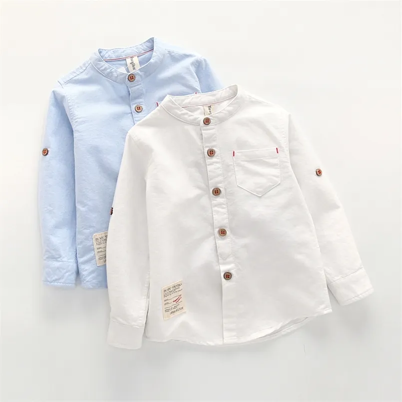 Menino bebê colarinho camisa britânica crianças algodão sólido tops manga comprida escola blusa criança roupa camisas brancas para meninos da criança 210713