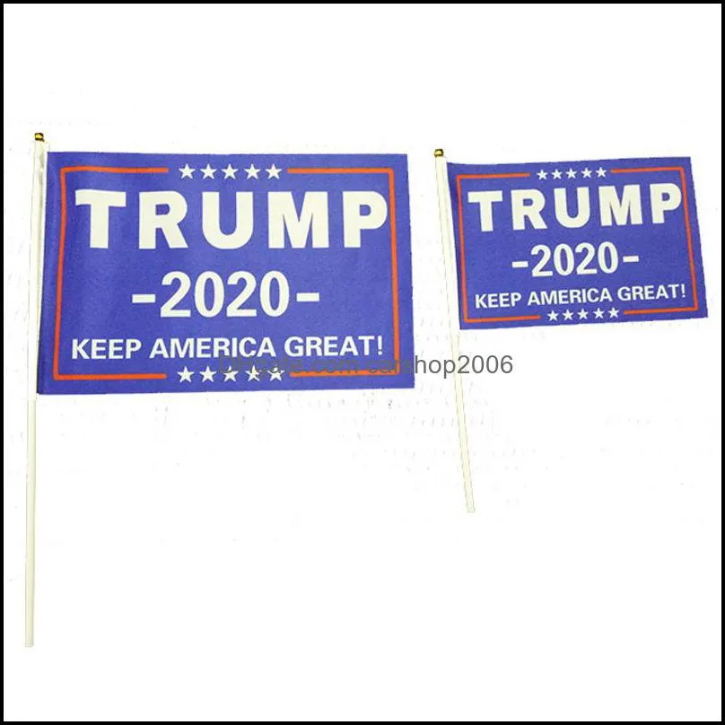 Hand Held Trump Mini Flag 2020 Election Flag With Stick Trump President Election Keep America Great Fashion Home Decoration Banner