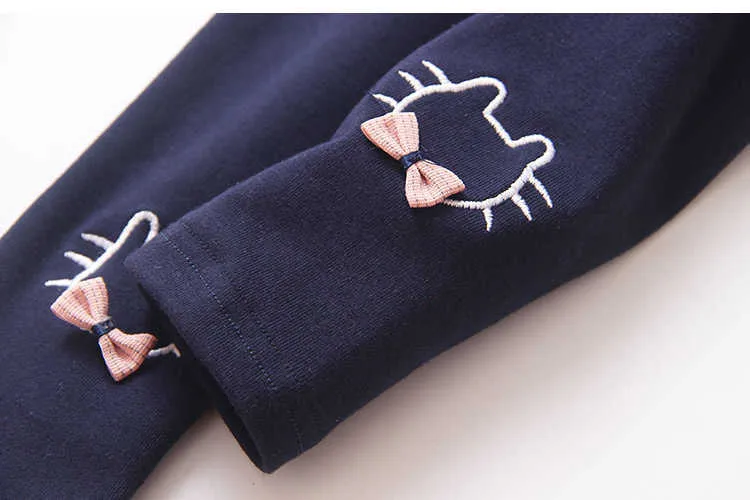  Spring Autumn Kids Children Birthday Gift Solid Color Pink Navy Blue Gray Cat Bow Embroidery Butterfly Leggings For Girls (17)