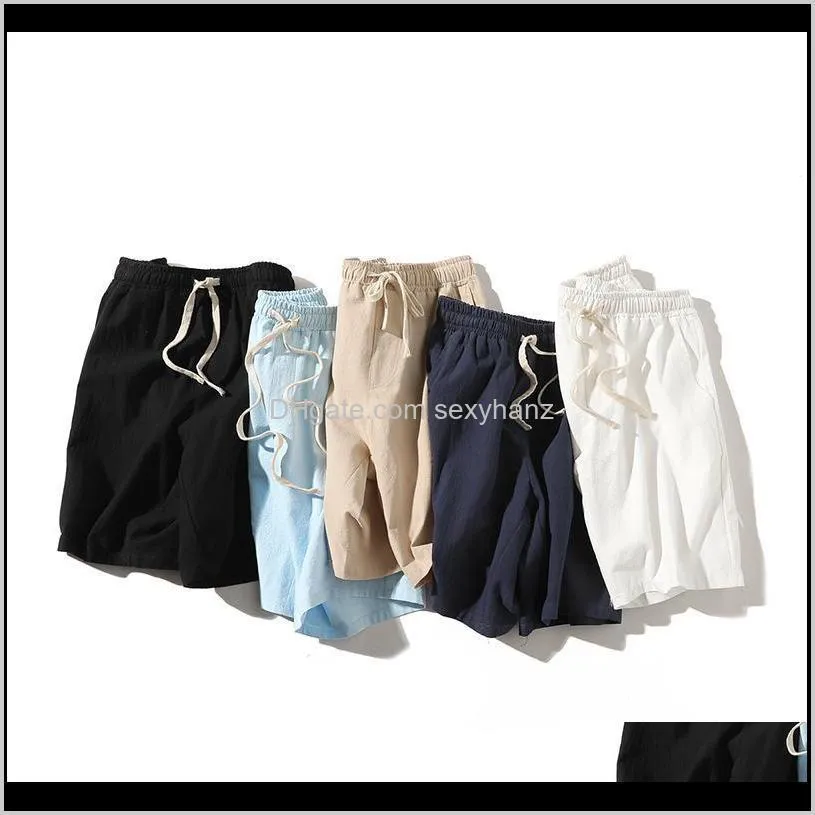 cotton linen men`s shorts casual harajuku bermuda shorts solid color 2021 summer high quality mens large size m-5xl