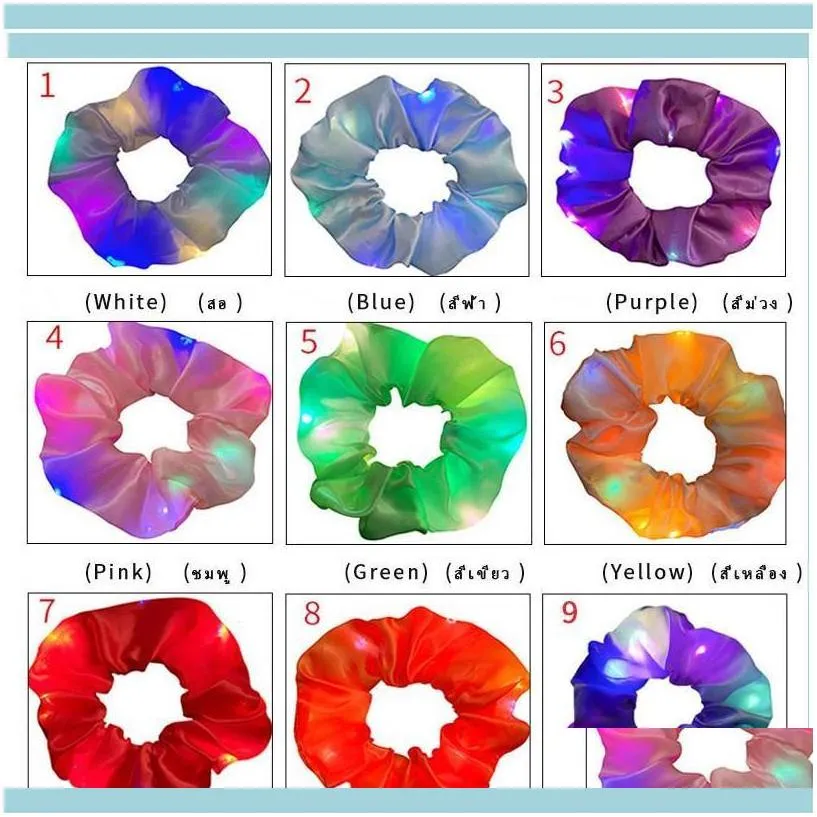 Tools Productsled Luminous Bands Scrunchies Women Girls Headwear Rope Simple Wrist Rings Rubber Band Hair Aessories
