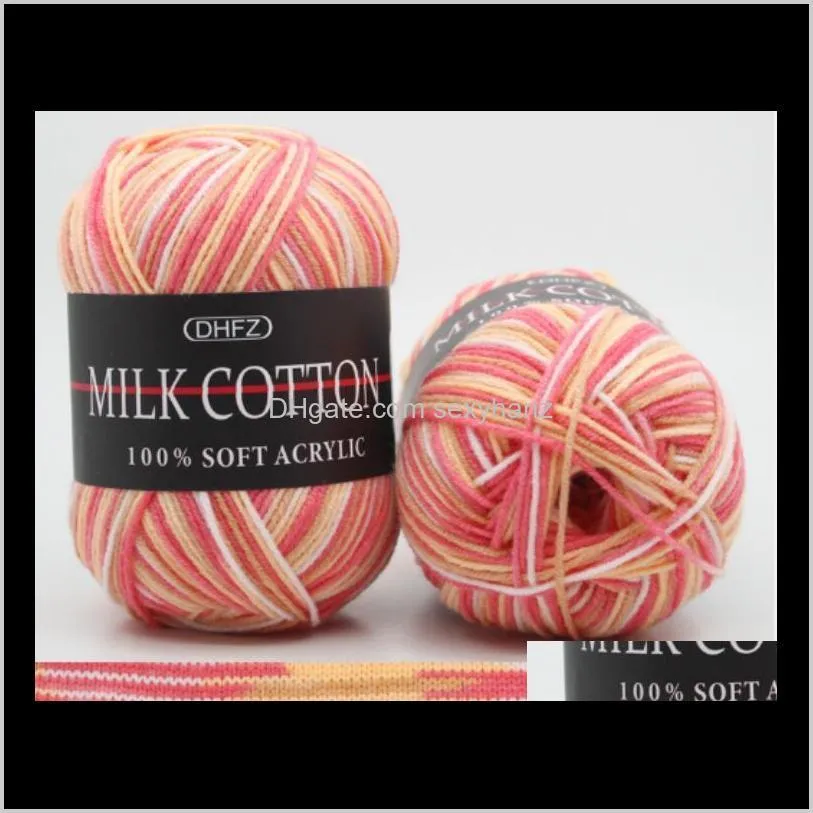 3-strand gradual change section dyed milk cotton wool color pattern medium fine wool crochet yarn hand woven wool wholesale