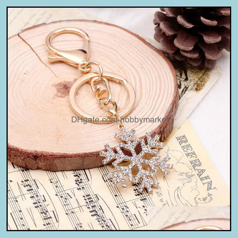 Luxury Christmas Snowflake Diamond Keychain Souvenir Pendant Gift