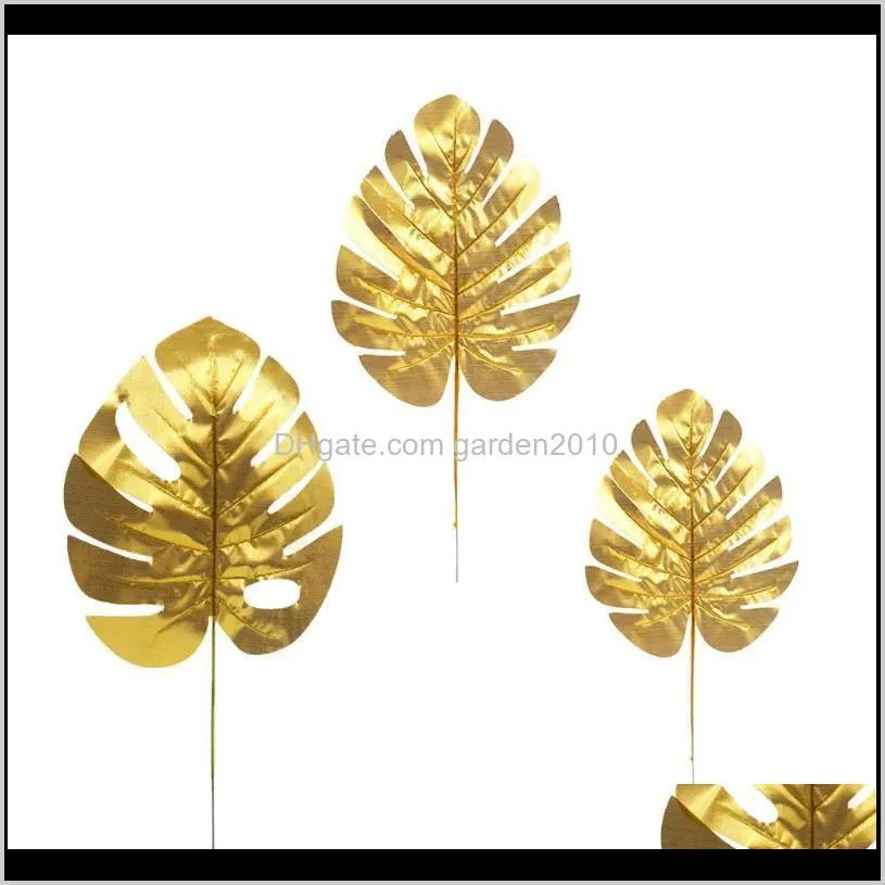 12pcs simulation golden monstera artificial decorative leaves for home wedding party decoration (size + size + size l, 4 for