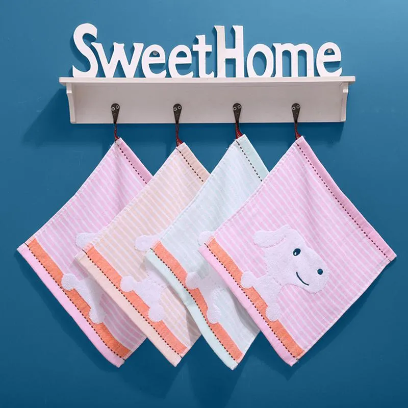Pure Cotton Children`s Small Square Towel Soft Comfortable Cartoon Pattern Breathable Absorbent Face Wash Towels WH0055
