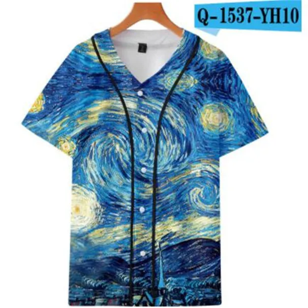 Man Summer Baseball Jersey Buttons T-shirts 3D Printed Streetwear Tees Shirts Hip Hop Clothes Good Quality 04