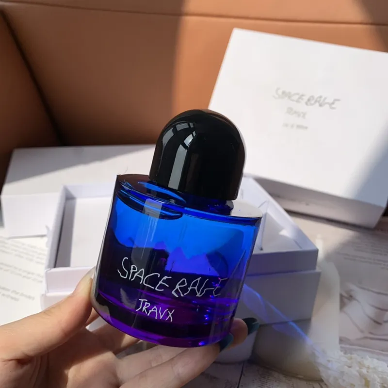 新しい到着Byedo 100ml Travx Space Rage Perfume Eau de Parfum男性女性フレグランス永続EDP香りの青いケルンスプレー