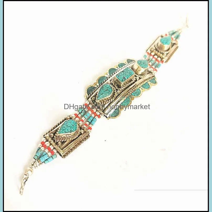 Indian Bracelets Copper Inlay Colorful Stone Clasp Bracelets Multi Designs BB-475 210619