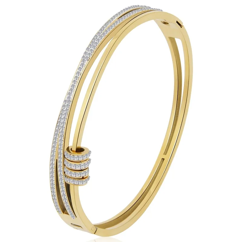 Design clássico elegante cruz de cristal e pulseira de jóias de aço inoxidável para as mulheres inteira