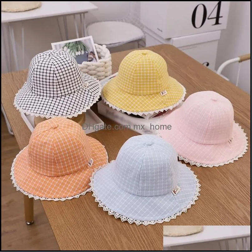 Cute Summer Baby Girl Bucket Hat Outdoor Lace Lattice Sunscreen Children Infant Toddler Panama Beach Cap 1-3Y Caps & Hats