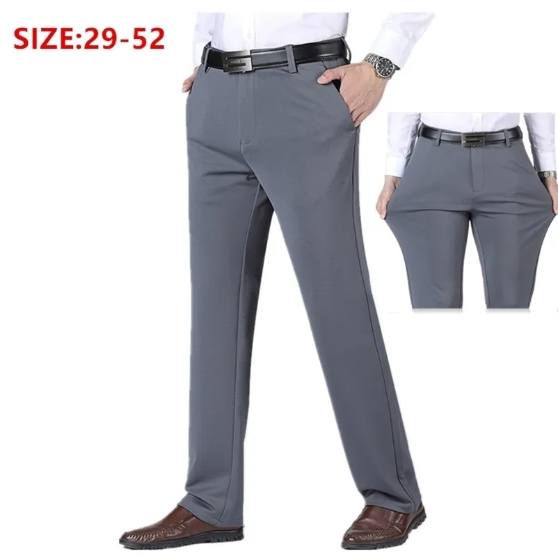 Épais Droit Pantalon De Travail Hommes Pantalon Bureau Formel Noir Plus La Taille Bleu Élastique Affaires Stretch Grand 44 48 50 52 Homme Portant 211106