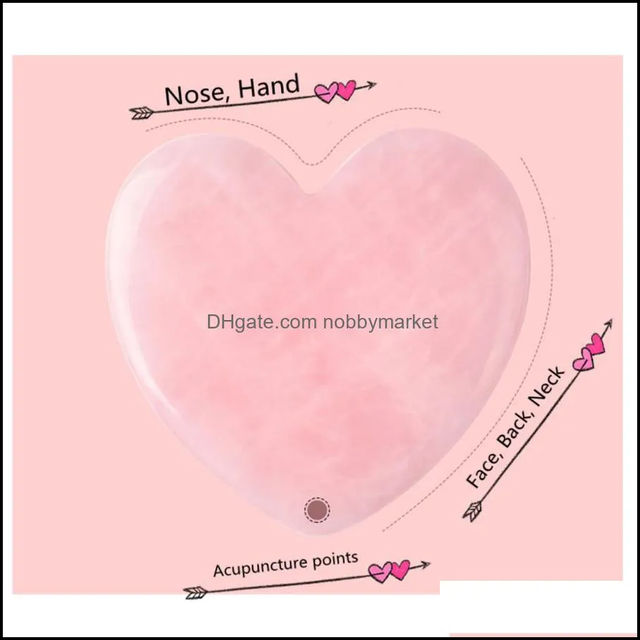 Size Natural Big Rose Quartz Flated Heart-shaped Guasha Scraper with Box for Back Neck Face Head Health Care Relaxation Massager UIVE