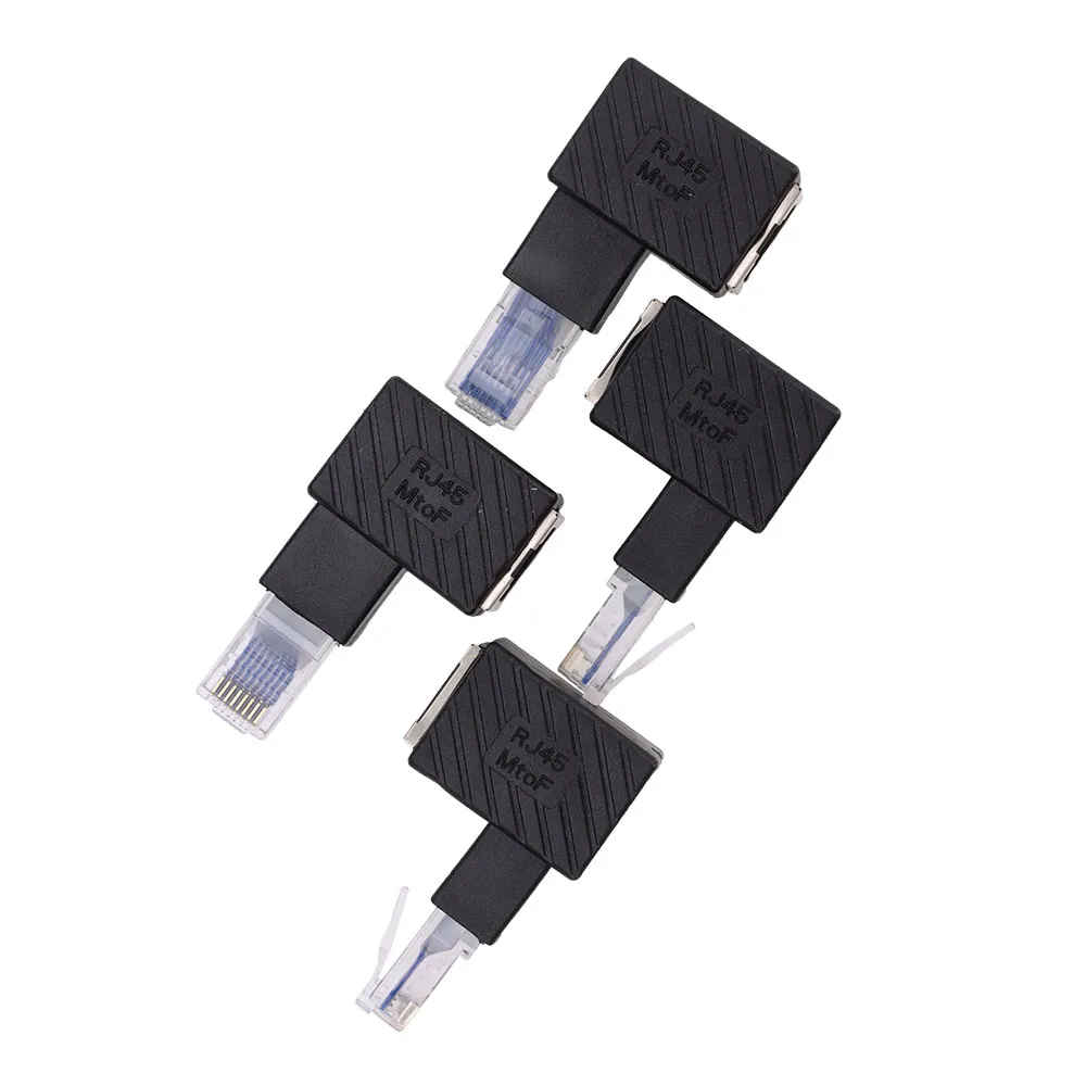 Sol Sol Dik Açılı Ethernet Konnektör Adaptörü 90 Derece RJ45 8P8C CAT5 CAT6 LAN Ethernet Ağ Kablosu için Dönüştürücü