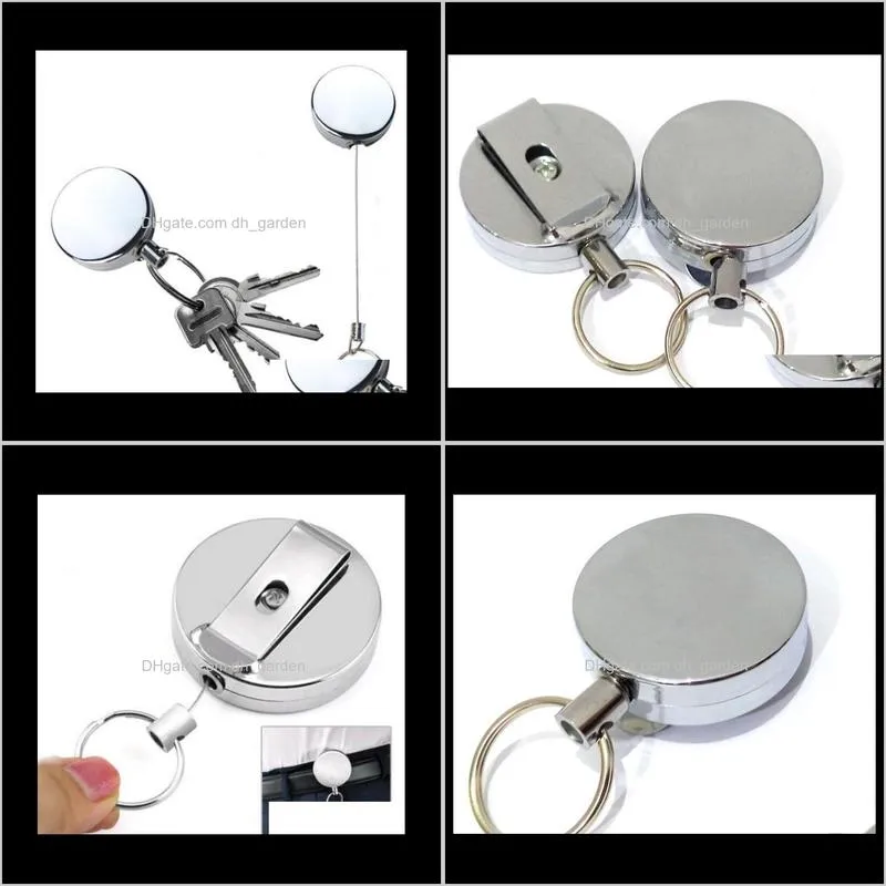 100pcs/lot fast shipping metal 60cm long retractable reel bus credit id card holder keyring keychain gift sn1354