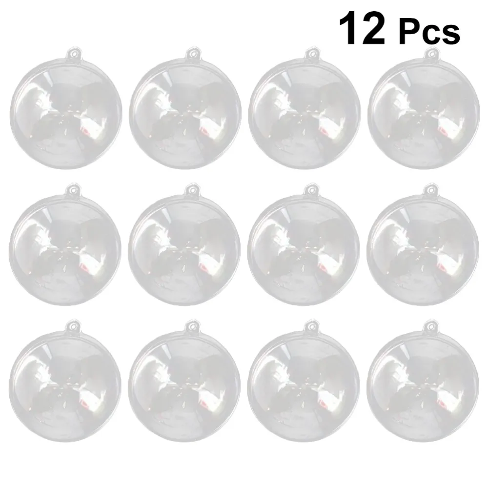 12 sztuk 4-6 cm przezroczyste plastikowe piłki wypełniające hollow sfera zatrzask na piłkę xmas wiszące ornament party wystrój ślubny