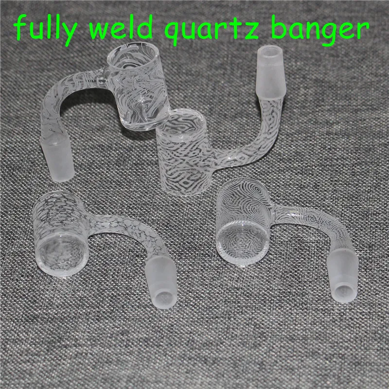 Smoking Accessories luxury sandblasted fully weld quartz banger OD 25mm with 14mm male 90° for glass bong dab rigs dabber wax tools