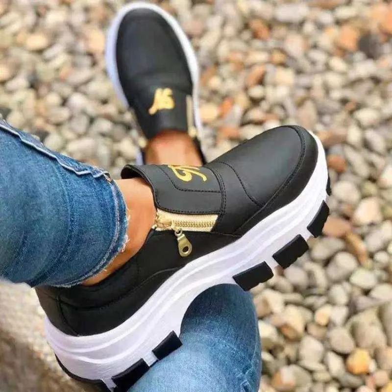 Women's Wedges Sneakers Vulcanize Shoes Solid Color Shoes Fashion Girls Sport Shoes Woman Sneakers Woman Footwear88 Y0907