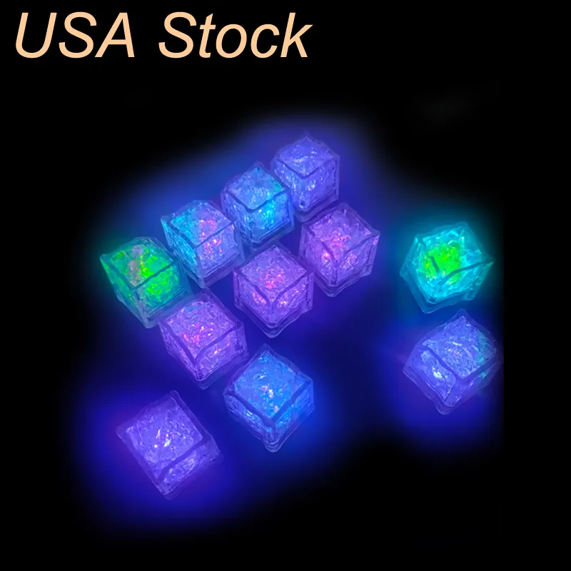 방수 LED Ice Cube Night Lights 7 Cafe Bar Club 마시는 파티 와인 웨딩 장식 USA Stock Usalight를위한 어두운 나이트 라이트에 컬러 플래싱 글로우