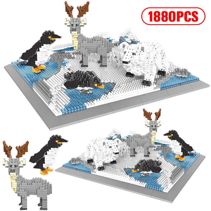 City Diamond Architecture Animal World Building Blocks Creator Zoo Mini Model Bricks DIY Education Toys for Children X0902