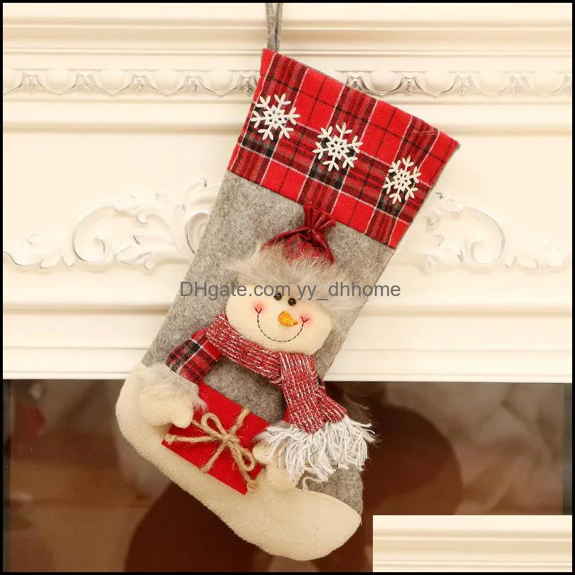 Christmas Stocking Classic Santa Snowman Reindeer Xmas Character for Family Holiday Party Hanging Decorations XBJK2109