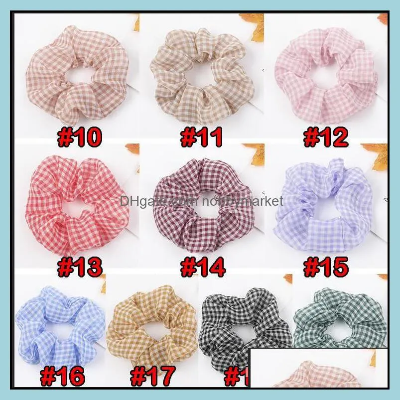 19 color lattice headband Large intestine Hair Ties Ropes Elastic hair band Girl Ponytail Holder Trendy hair accessories Wholesale