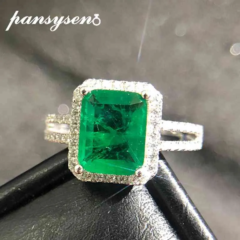 Pansysen 925 Sterling Silver Emerald Paraiba Tourmaline Ringar för Kvinnor Engagemang Cocktail Ring Fine Smycken Gift Drop
