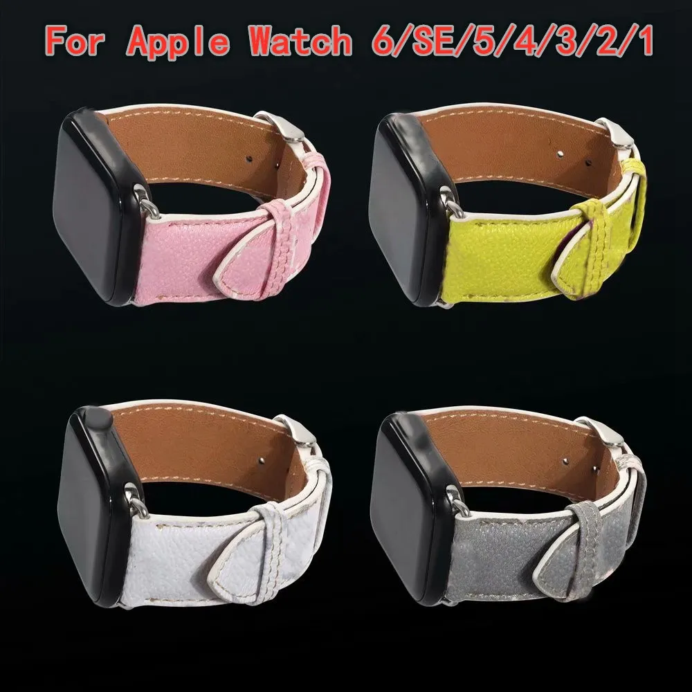 Apple Watch 밴드 용 탑 디자이너 시계 밴드 Iwatch 7 시리즈 5 4 3 2 1 41mm 45mm 38mm 40mm 42mm 44mm 패션 컬러 가죽 높은 Qualitiy 시계 팔찌 벨트
