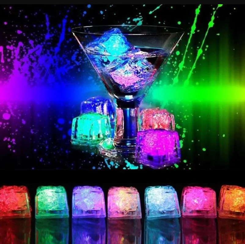 LED Lights Polychrome Flash Decor Party Glowing Ice Cubes Blinking Flashing Light Up Bar Club Wedding Champagne Tower Drink Cup