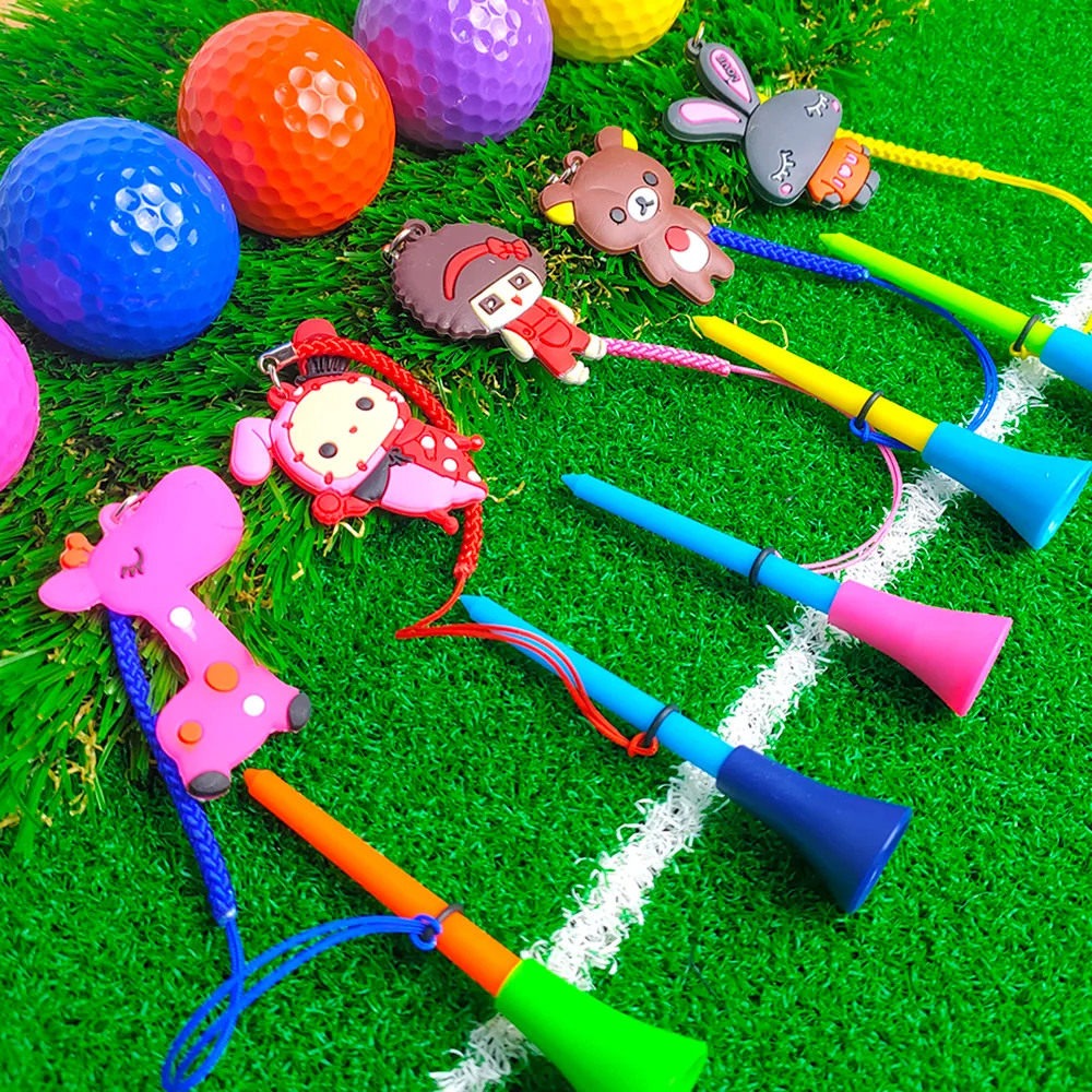 El yapımı farklı karikatür desen ipi ile golf lastik tees kaybı önlemek golf topu tutucu örgülü