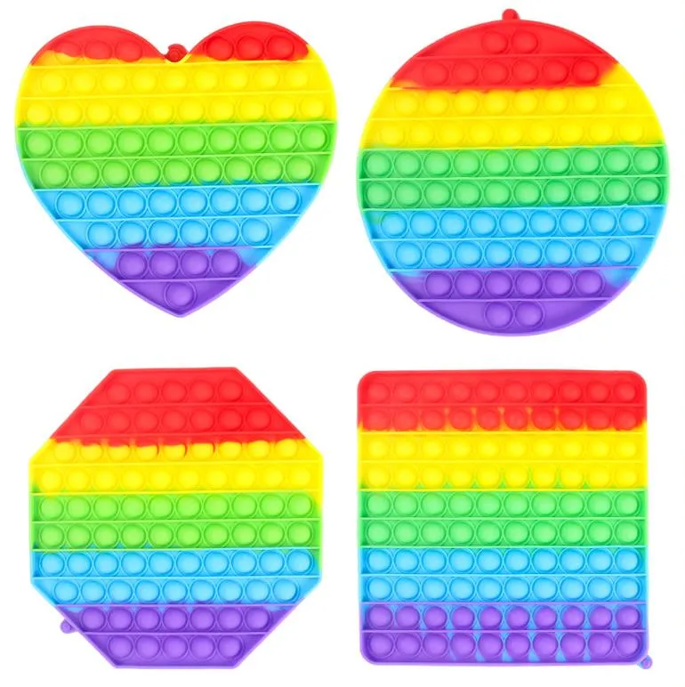 push bubble fidget toy rainbow silicone desktop adult kids educational decompression toys wholesale