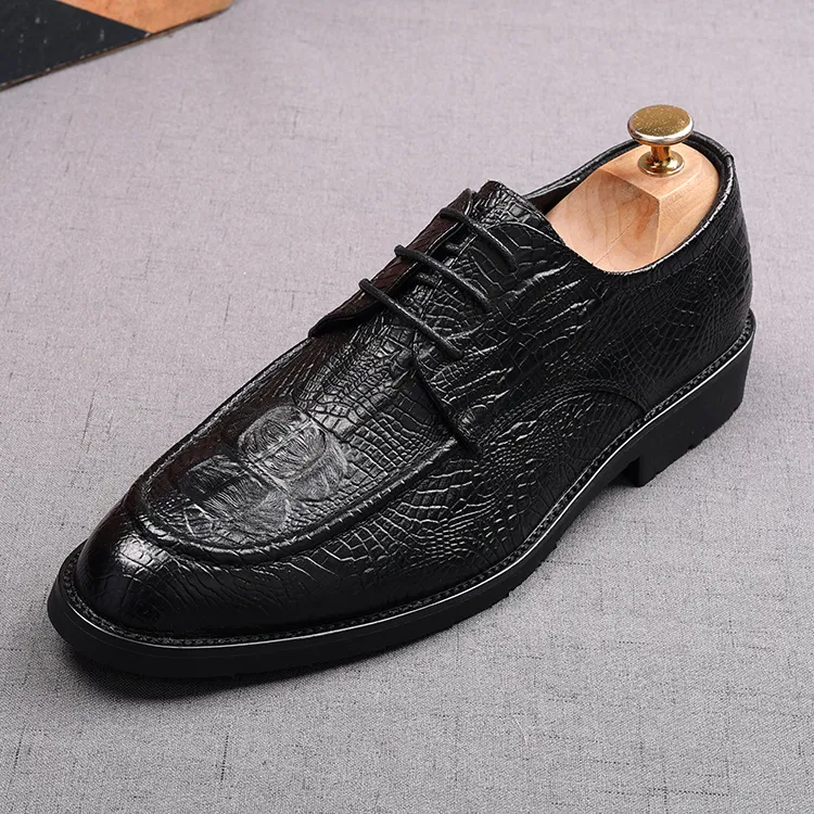 Luxury Crocodile pattern Style Men`s Business Prom Shoes black Wedding Pointed Toe Men Flats Loafers Footwear EUR siz:38-44