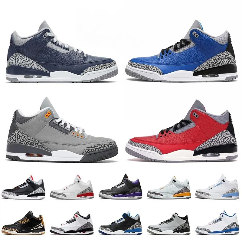 Basketbalschoenen Jumpman 3 Sports Sneakers Georgetown UNC Cour Paars 3s Retroes Varsity Royal Cool Grey Knicks Rivals Ture Blue Trainers Heren Outdoor
