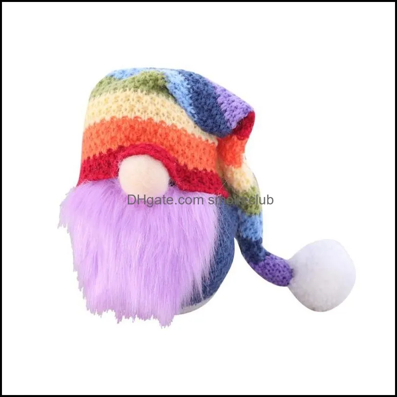 Rainbow Faceless Doll Gnome Christmas Knitted Hat Plush Dolls Gift Decorations Party Supplies Household Desk Decor