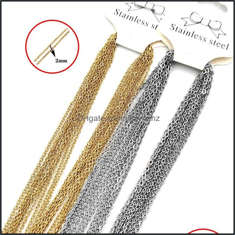 Hip Hop Chains Necklace Men Women Gold Color Stainless Steel 45cm O Link Cuban Chain Necklaces Jewelry DIY Accessories 10pcs/lot 364