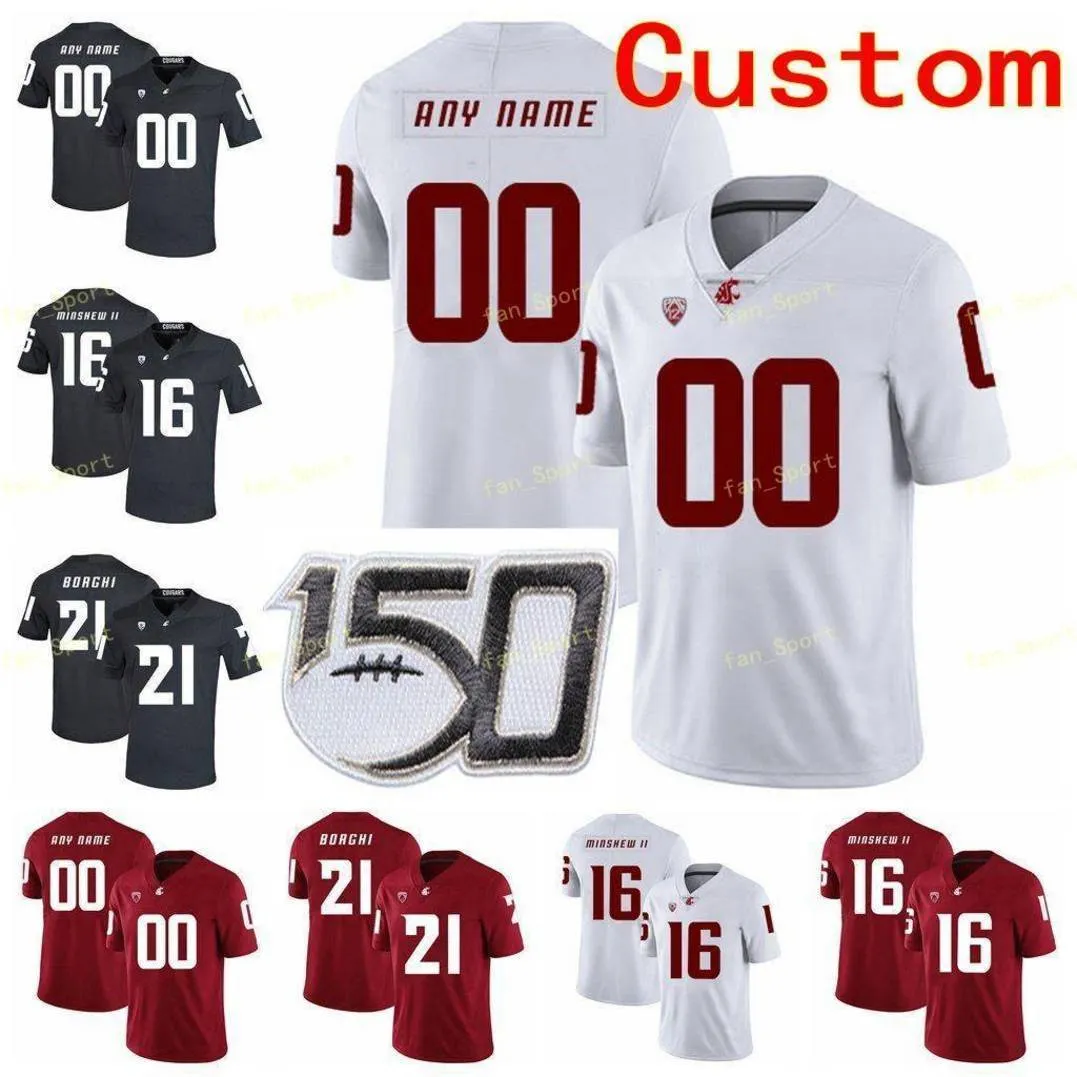 NCAA College Jerseys Washington State Cougars 11 Drew Bledsoe 12 Dezmon Patmon 15 Gunner Cruz 16 Deon McIntosh Custom Football Stitched