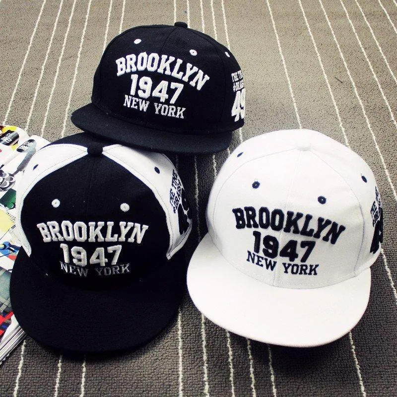 B09XQFCLVRXibeiTrade Vintage Brooklyn 1947 Casquette De Baseball En Coton Pour Femme Homme Sport Extérieur Décontracté Quotidien Chapeau De Soleil, Noir , M-L