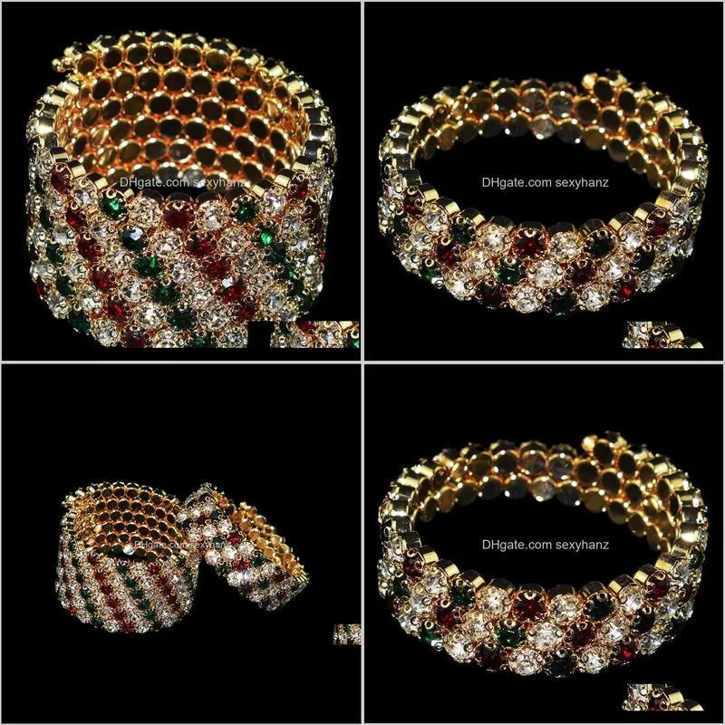 exaggerated crystal red white green bracelets women rhinestone bracelet wedding bracelet pulseras mujer wedding jewelry gifts